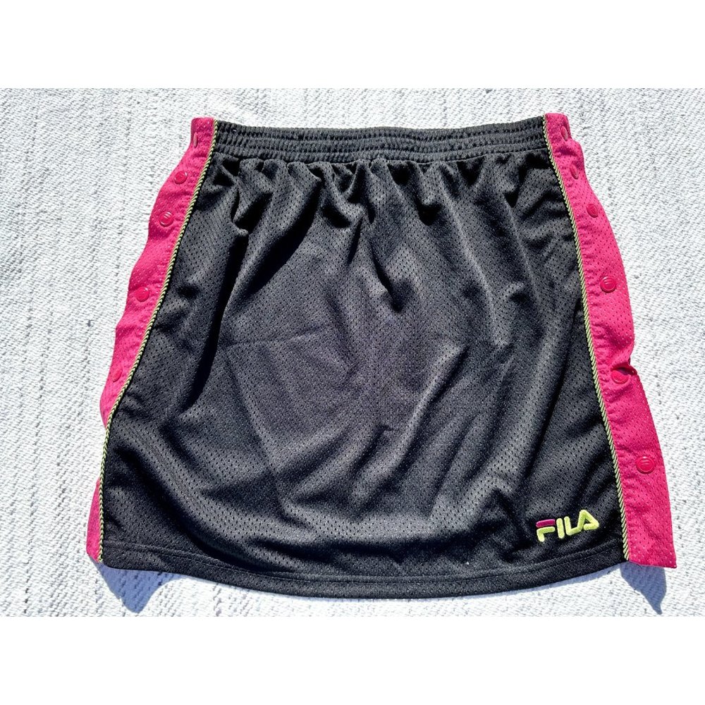 Fila Skirt Large Black Jersey Side Pink Buttons Active Everyday Adult Womens